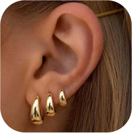 Chic Gold Hoop Earrings Set