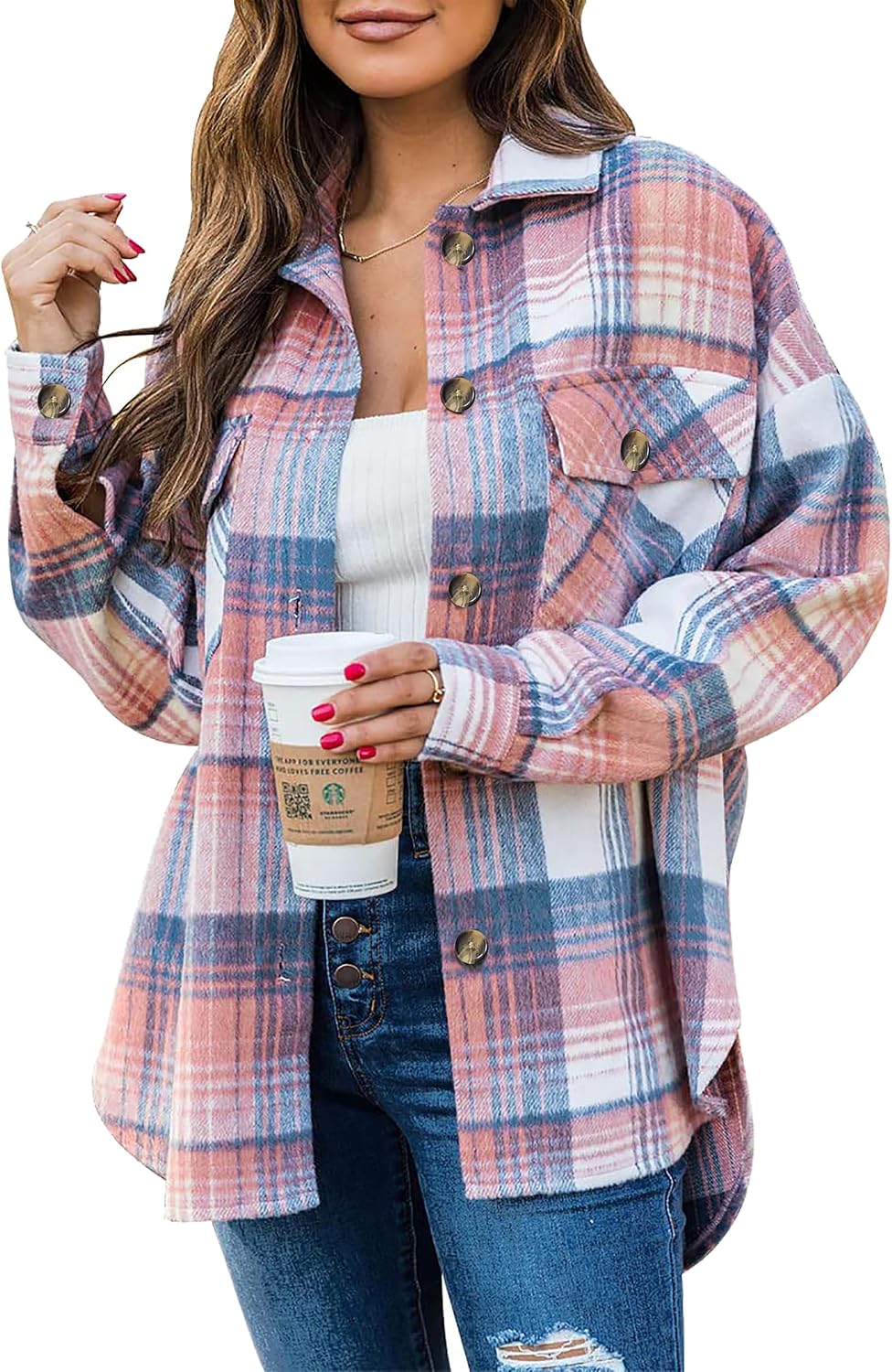 Cozy Plaid Button-Up Jacket