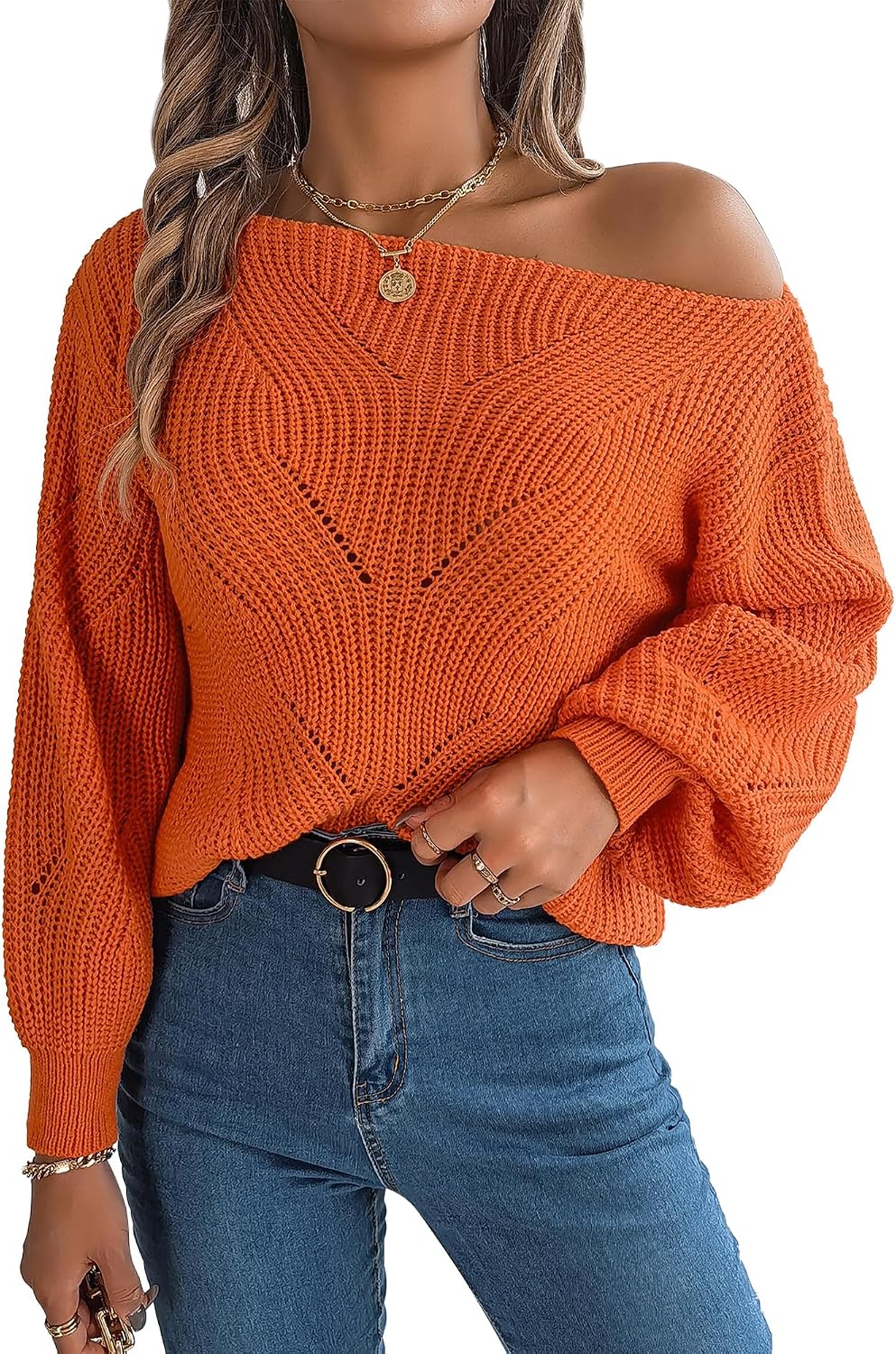 Chic Off-Shoulder Knit Sweater