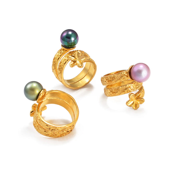 Elegant Pearl Flower Ring