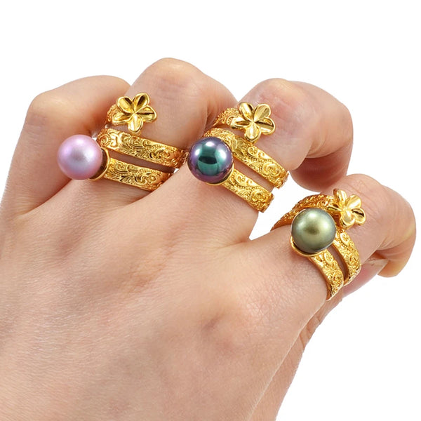Elegant Pearl Flower Ring