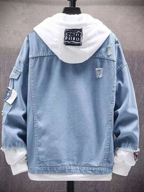 Trendy Denim Hoodie Jacket