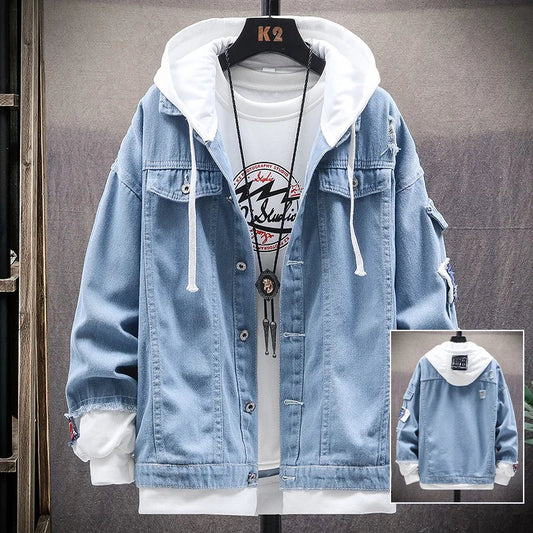 Trendy Denim Hoodie Jacket