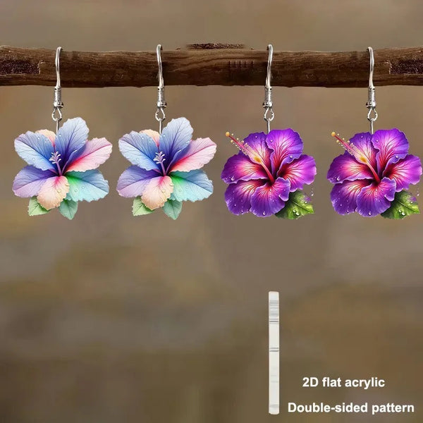 Colorful Flower Pendant Earrings