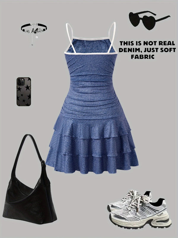 Chic Denim Suspender Dress