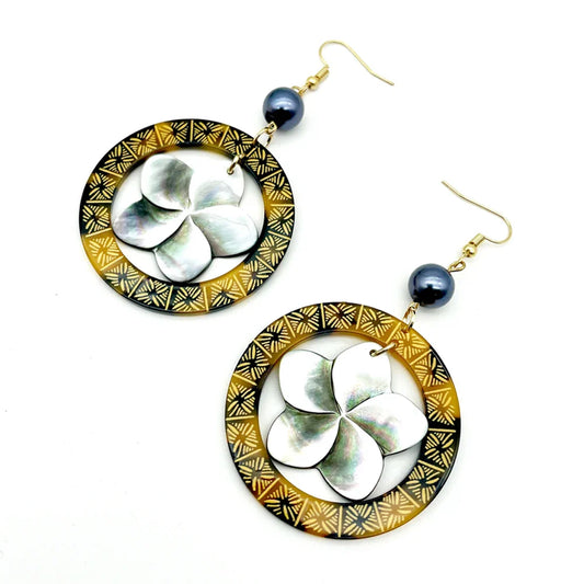 Tropical Pearl Flower Earrings