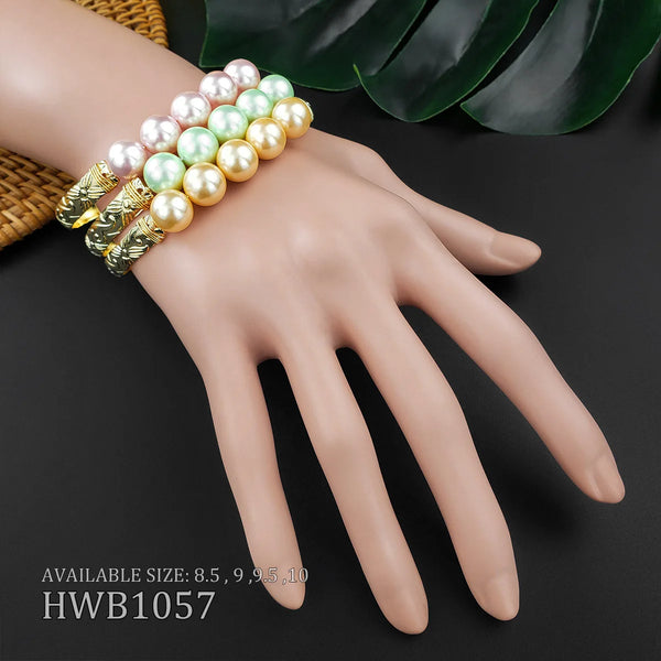 Elegant Plumeria Pearl Bracelet