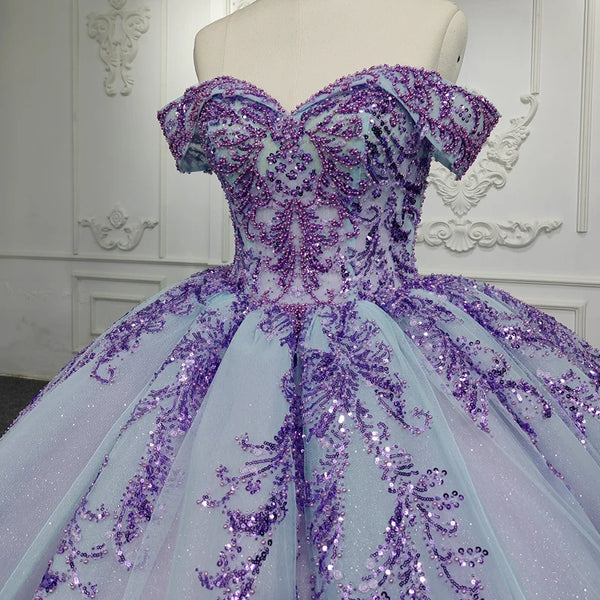 Elegant Blue Quinceañera Ball Gown