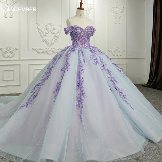 Elegant Blue Quinceañera Ball Gown