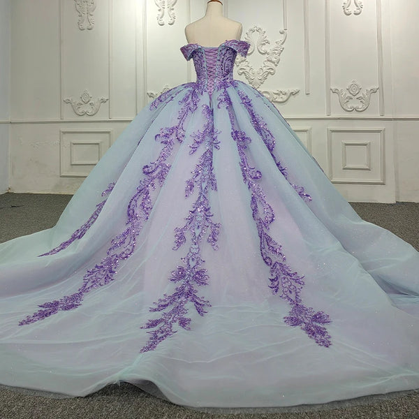 Elegant Blue Quinceañera Ball Gown