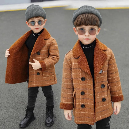 Boys' Cozy Winter Wool Coat