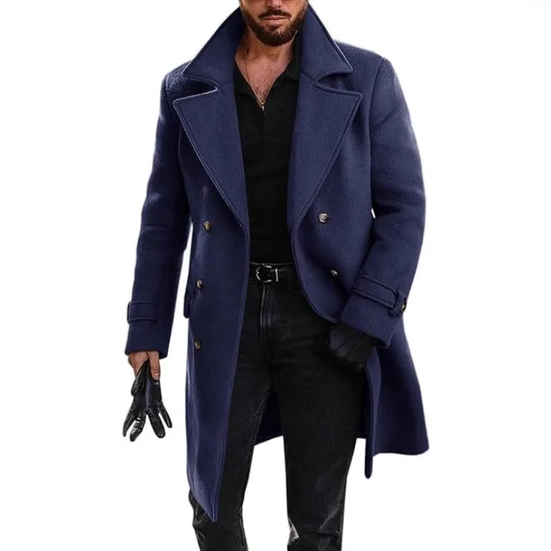 Cozy Men's Double-Breasted Coat