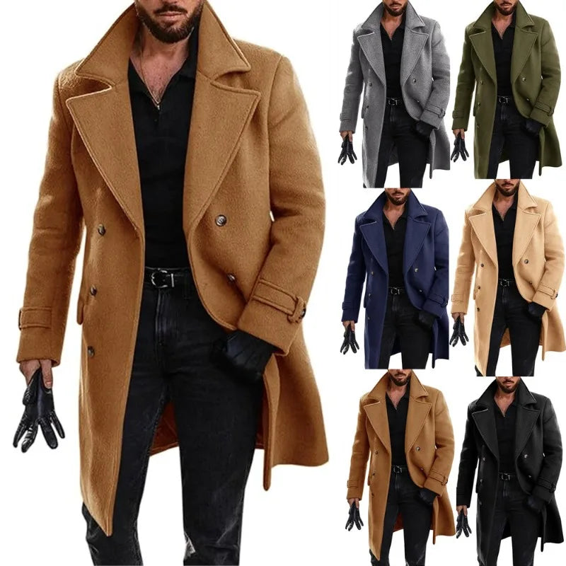 Cozy Men's Double-Breasted Coat