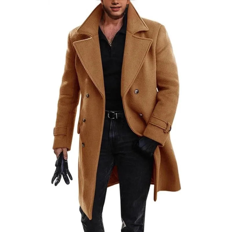 Cozy Men's Double-Breasted Coat