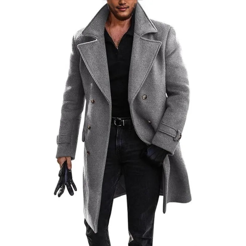 Cozy Men's Double-Breasted Coat