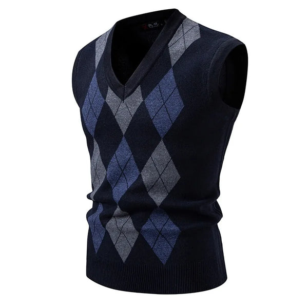 Stylish Argyle Knit Vest