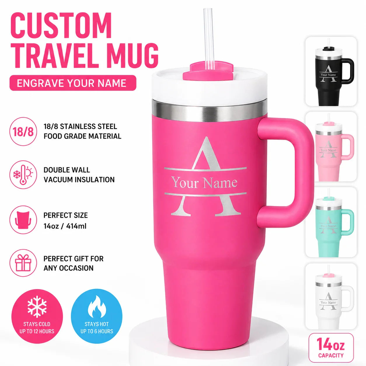 Chic Custom Name Travel Cup