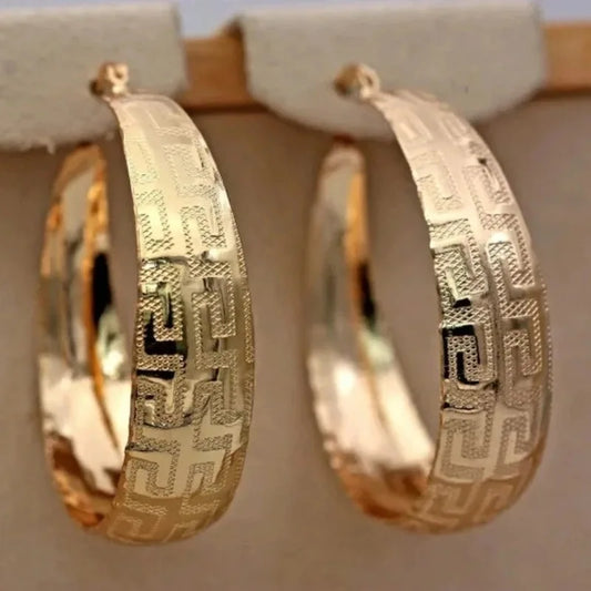 Vintage Carved Hoop Earrings