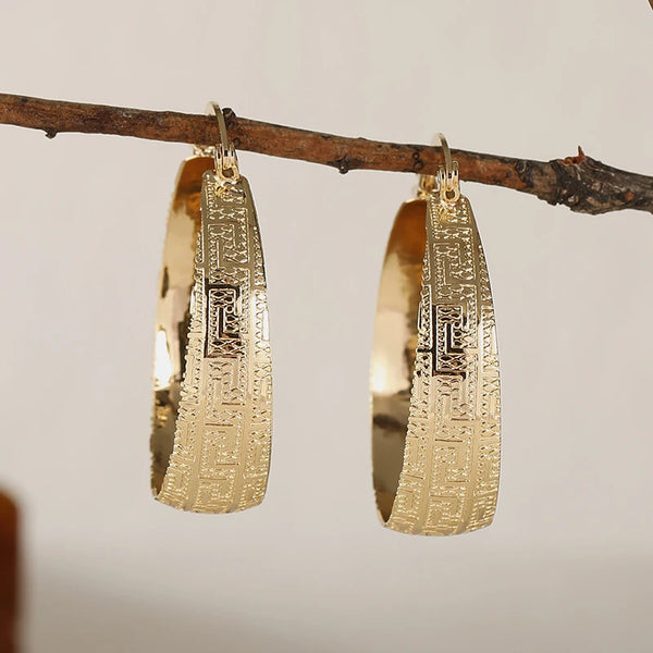Vintage Carved Hoop Earrings