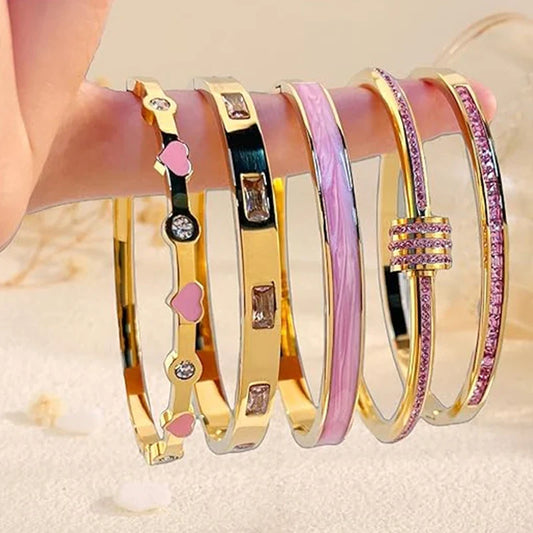Gleaming Heart Bangle Set