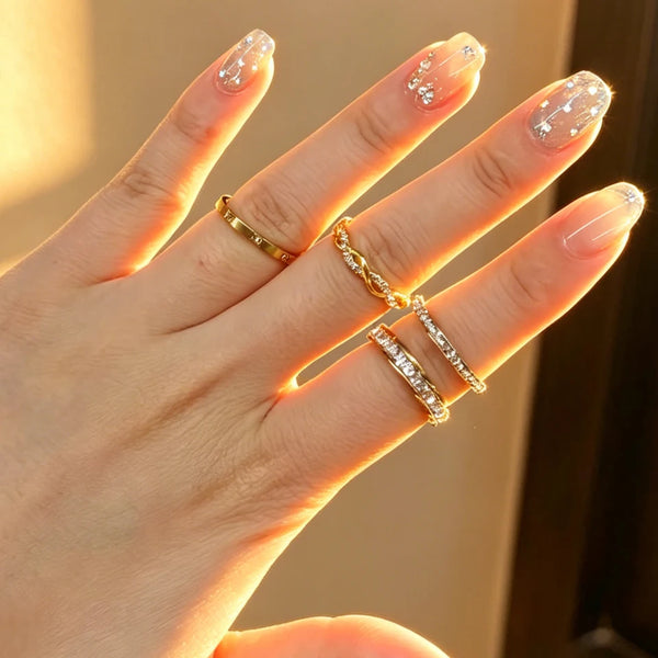 Elegant Gold Stacking Rings Set