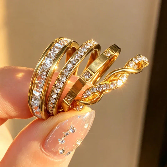 Elegant Gold Stacking Rings Set