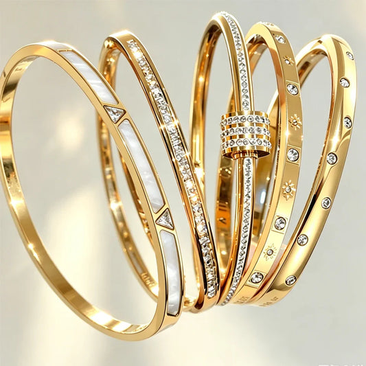 Gleaming Gold Stack Bracelets